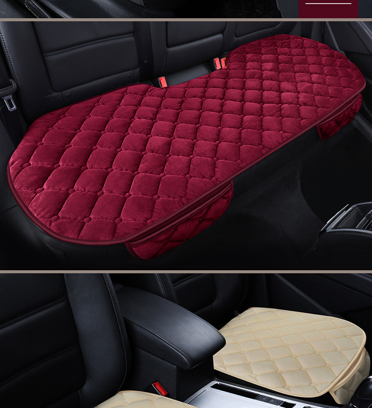 Single-piece three-piece car rear seat cushion without backrest short plush non-slip winter thickened simple warm seat cushion