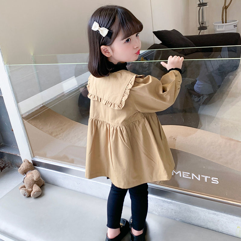 Niñas abrigo abrigo abrigo de otoño ropa infantil 2025 nuevo bebé medio largo niños primavera y otoño chaqueta de moda manga larga