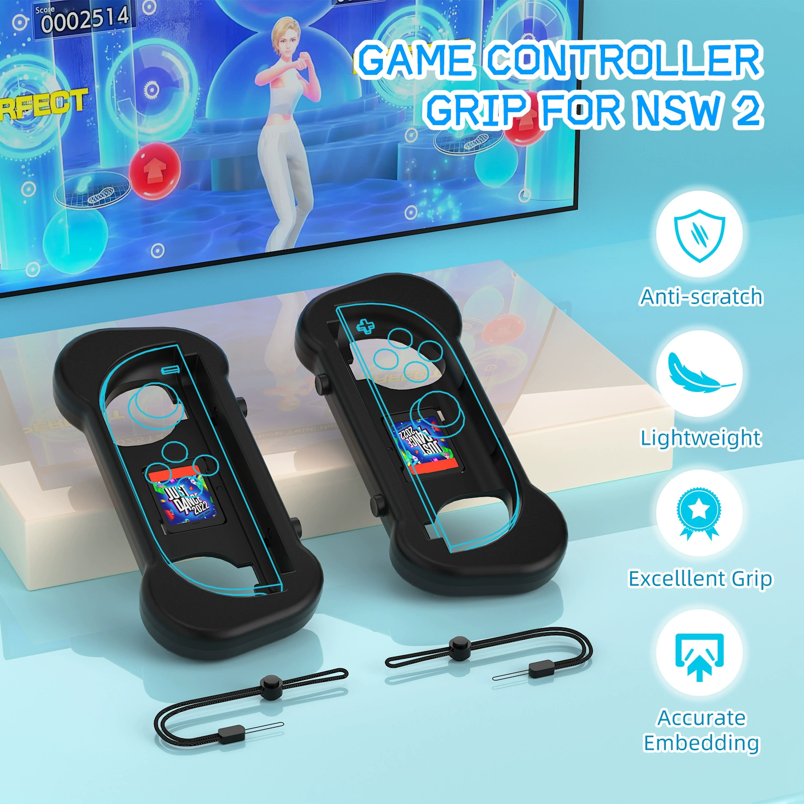 JYS Switch2 игровая ручка, ручка-переключатель, маленькая ручка, две упаковки с веревкой для рук JYS-NS2263