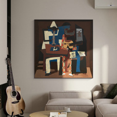 畢加索裝飾畫三個音樂家超現實主義抽象臥室掛畫小眾藝術客廳壁畫