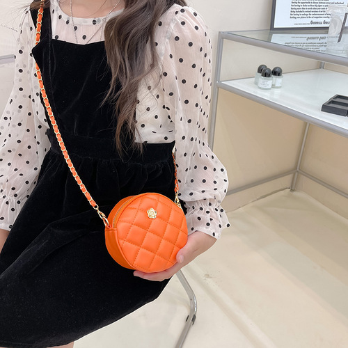 Children's Bags  New Trendy Fashion Mini Diamond Round Bag Korean Version Versatile Small Fragrant Style Coin Purse