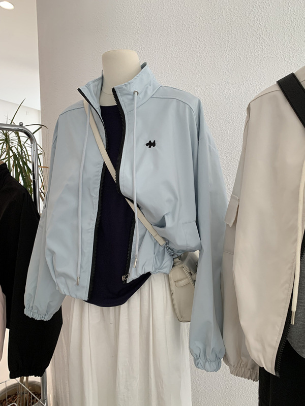 Omalai 刺繍ワークウェアスタンドカラーショートジャケット女性のための 2025 秋の新作長袖ジャケットトップトレンディ 3789|undefined