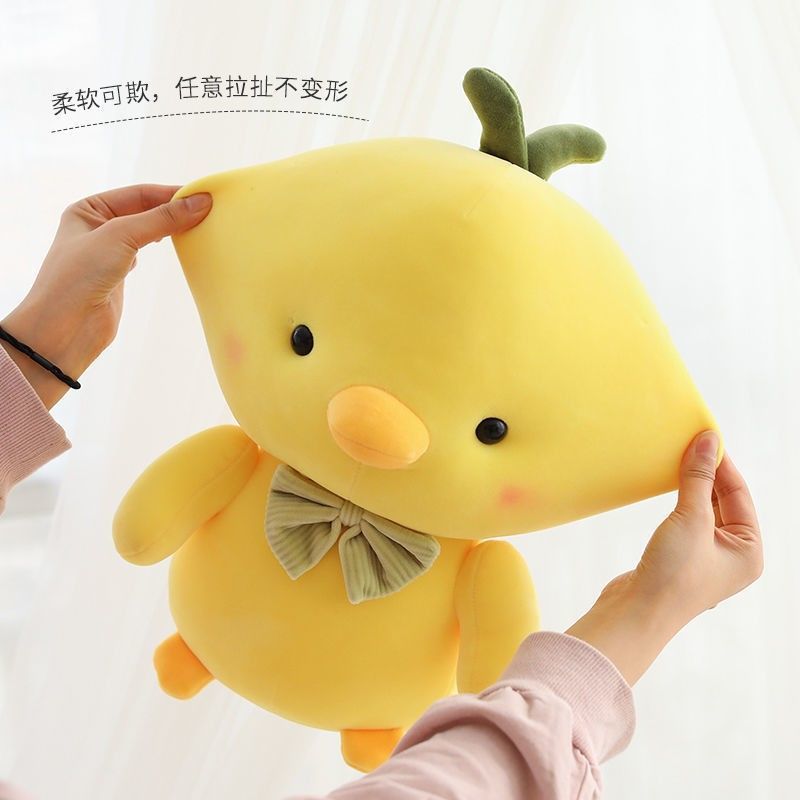 Abajo algodón pequeño pollo amarillo muñeca pollo de peluche juguete pajarita pollo muñeca garra máquina trapo muñeca al por mayor