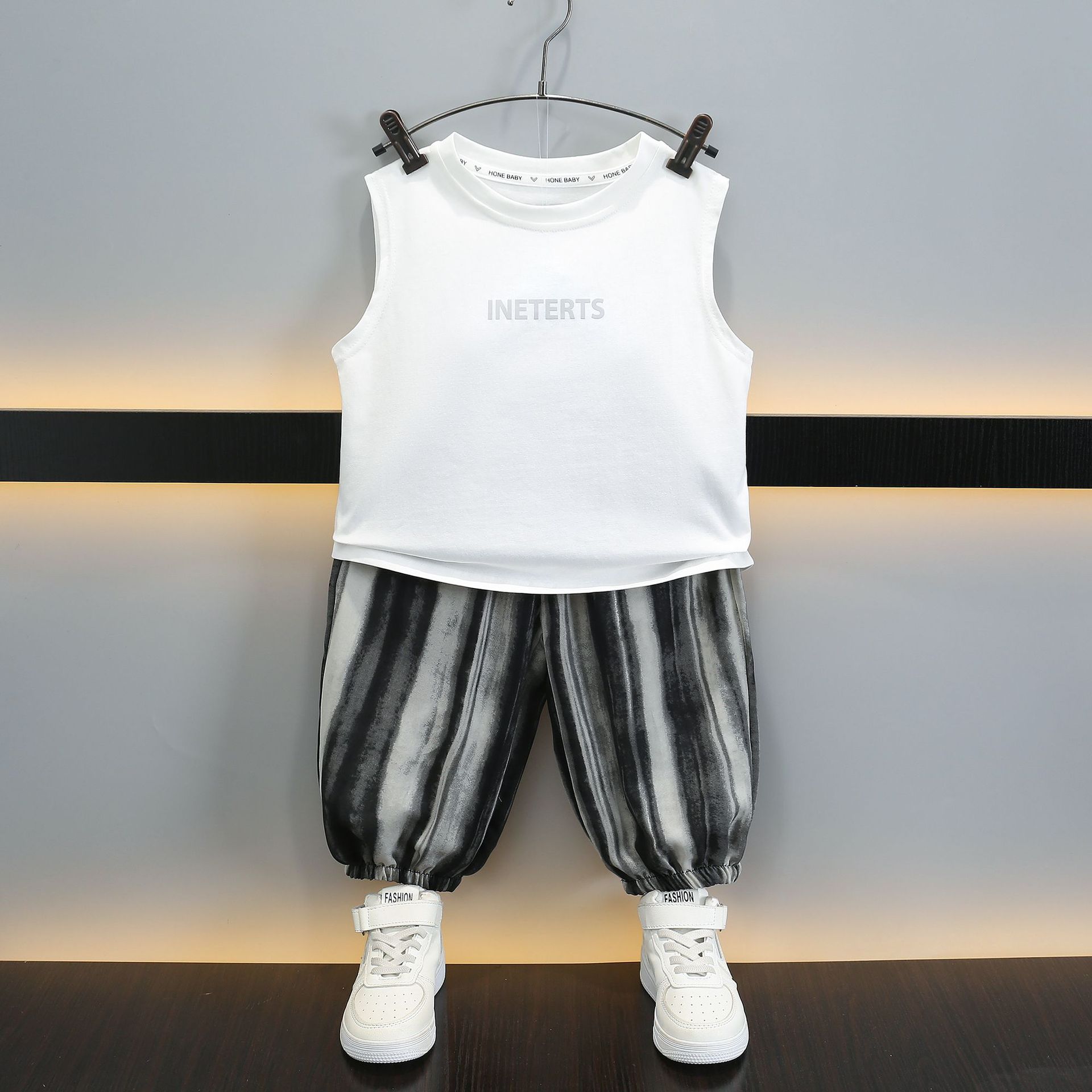 7362 traje de chaleco de punto para niños 2025 nueva ropa sin mangas de moda para bebés