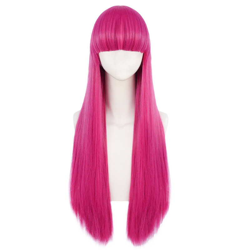 Adventure Time Bubblegum Princess Long Straight Hair with Bangs Character Style Cosplay Wig Rose