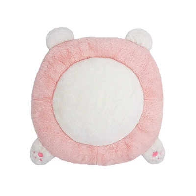 Cartoon Car Seat Cushion, Imitation: Seat cushion, seat cover - rabbit-fur-color-matching-round-cushion-white