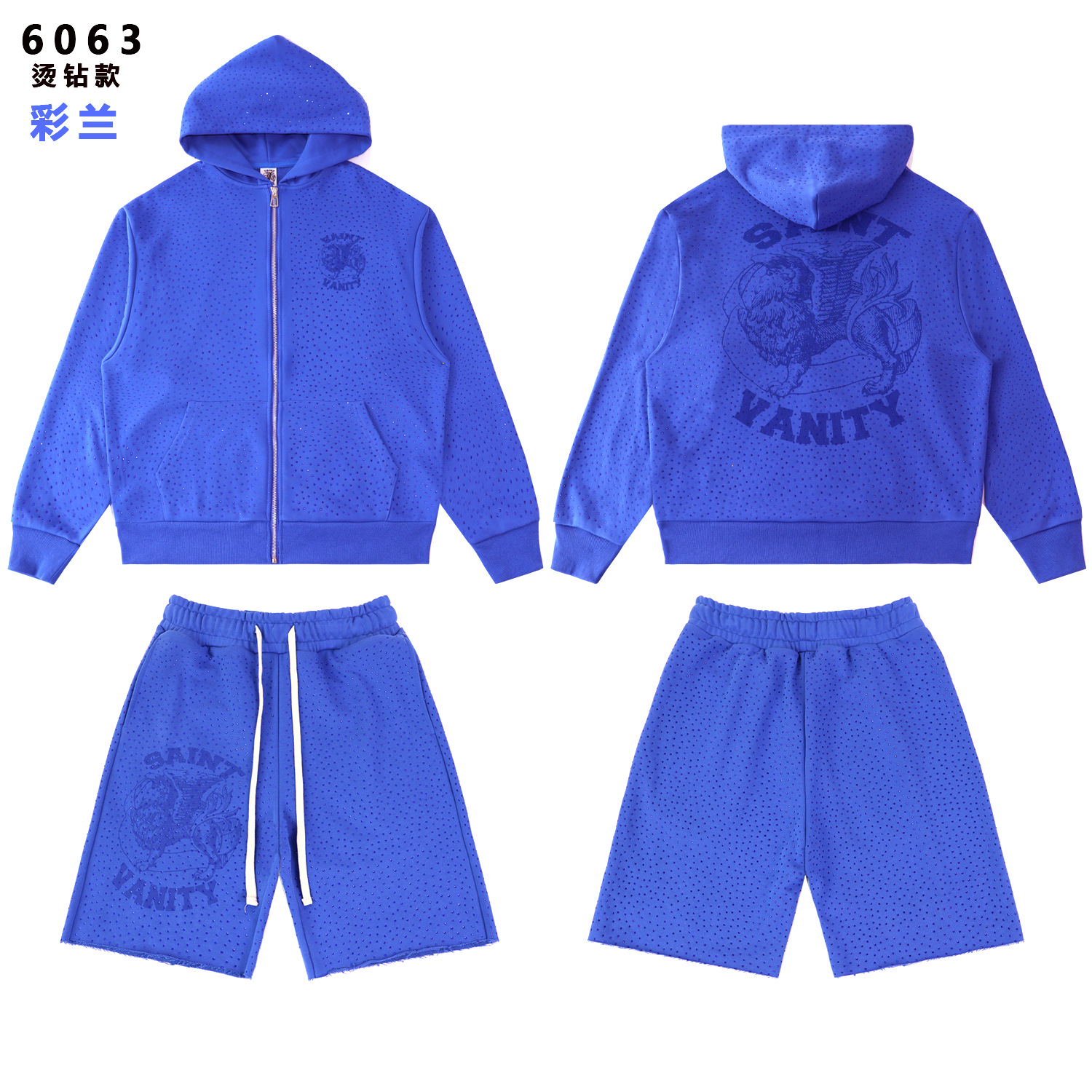 Transfronterizo exclusivo para la marca de marea en stock SAINT VANITY impresión de diamante caliente marca de marea sudadera con capuz cardigan con cremallera sudadera