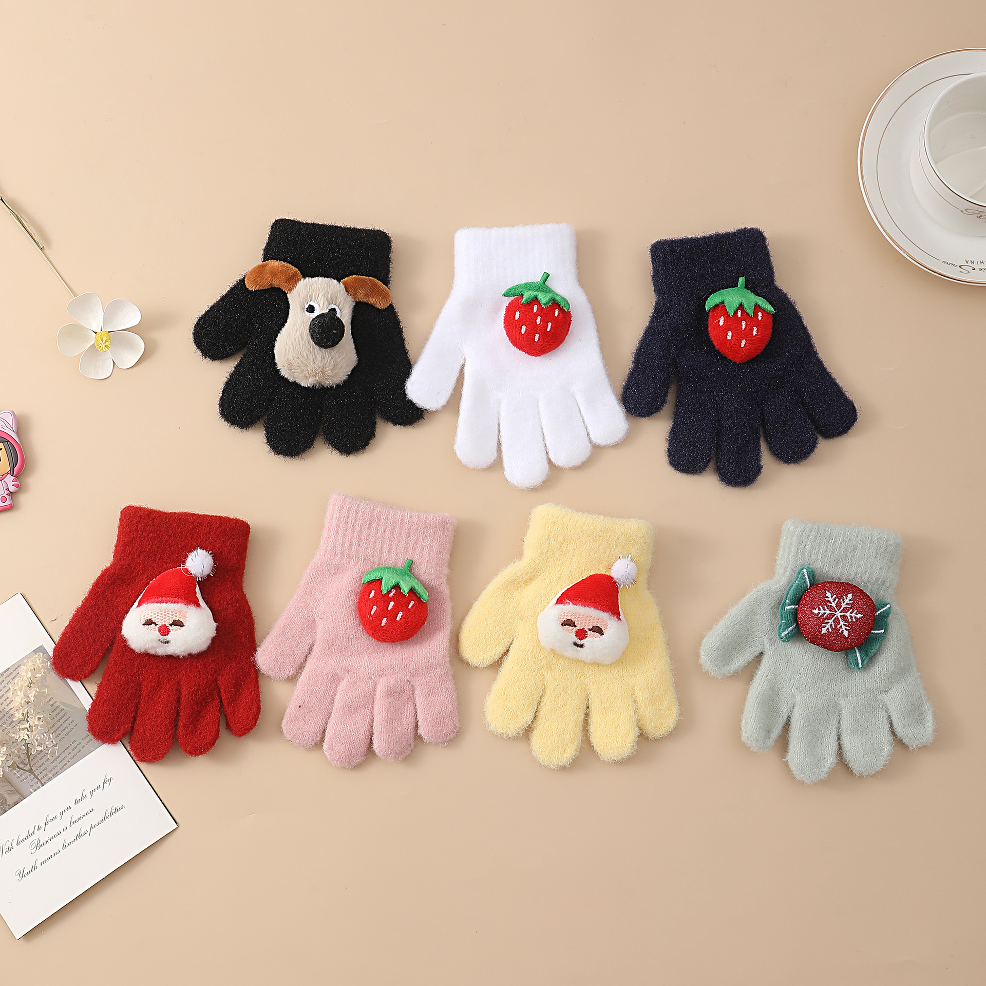 跨境卡通冬季保暖儿童分指手套公主时尚可爱加厚舒服户外运动防寒