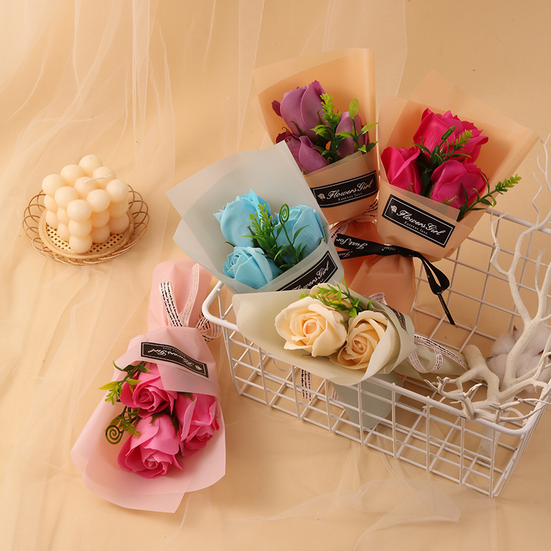 Día de la Madre 3 flores de flores de banana flores de flores simuladas regalo del Día de la Madre para la maestra novia empujar la mano de regalo