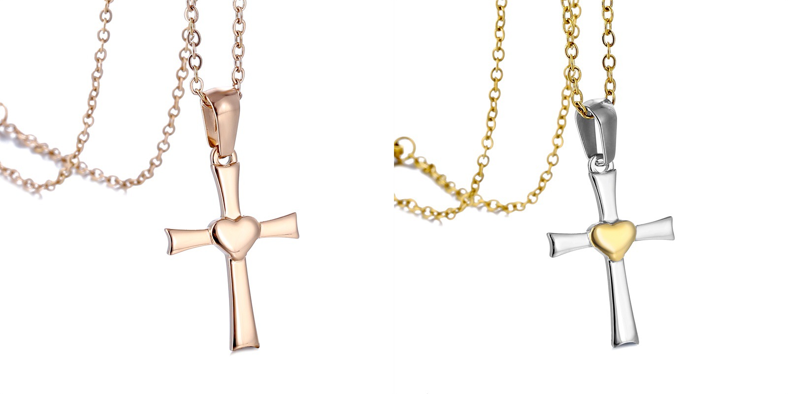 5g Weight Pendant Necklace Classification cable chain Chain Type 1 Piece Quantity Daily Occasion Simple Style Cross Heart Shape Titanium Steel Plating Women's Pendant Necklace