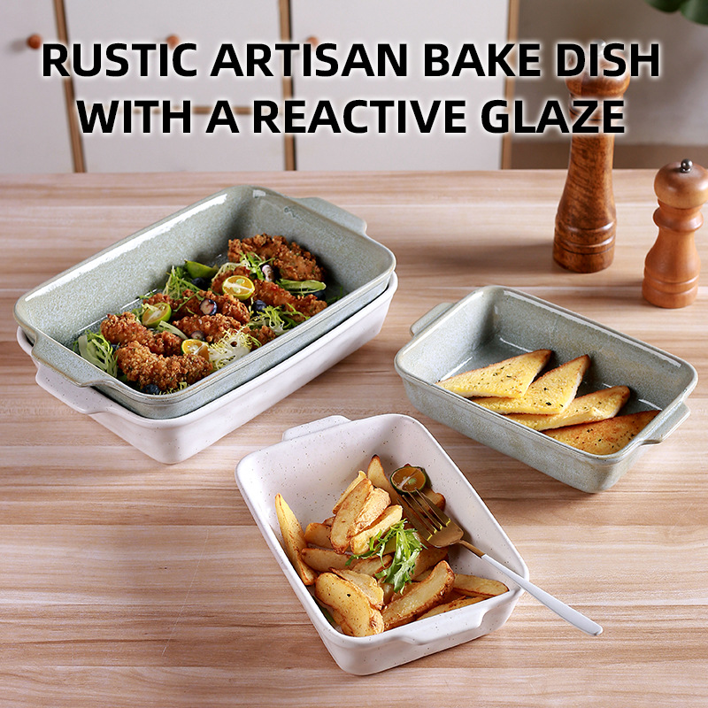 북유럽 스타일의 가마에서 구운 사각 스테이크 접시, 아마존 전용, 레스토랑 및 식당에서 사용 가능, 고급스러운 식기