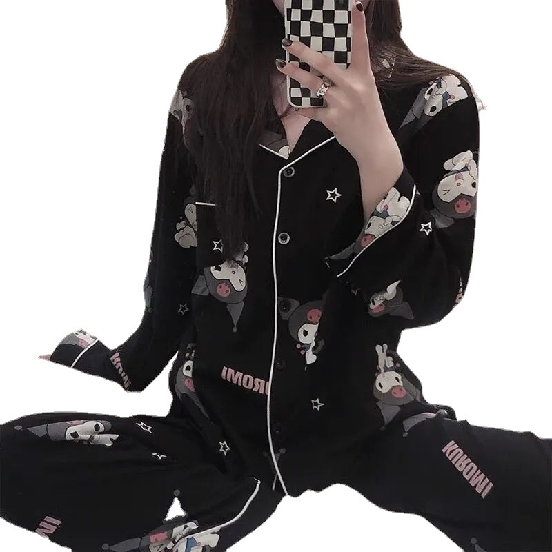 Estilo coreano japonés pijamas de dibujos animados mujer coolomi linda chica corazón ins estilo pantalones de manga larga desgaste del hogar otoño celebridad de Internet