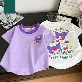 夏季儿童短袖T恤女童圆领夏季韩版印花半袖女宝宝网红辣妹T恤百搭