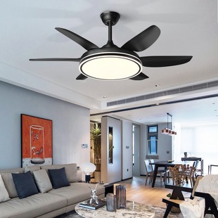 Cross-Border Export Living Room Fan Light New Six-Blade Large Ceiling Fan Light Home Living Room Dining Room Bedroom Light Fan Integrated