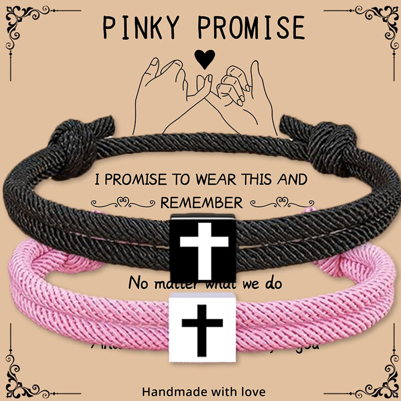 Milan Rope Couple's Woven Bracelet, Handmade Milan Rope Faith Bracelet, Milan Rope Cross Bracelet Set Milan Rope Couple's Woven Bracelet, Handmade Milan Rope Faith Bracelet, Milan Rope Cross Bracelet Set