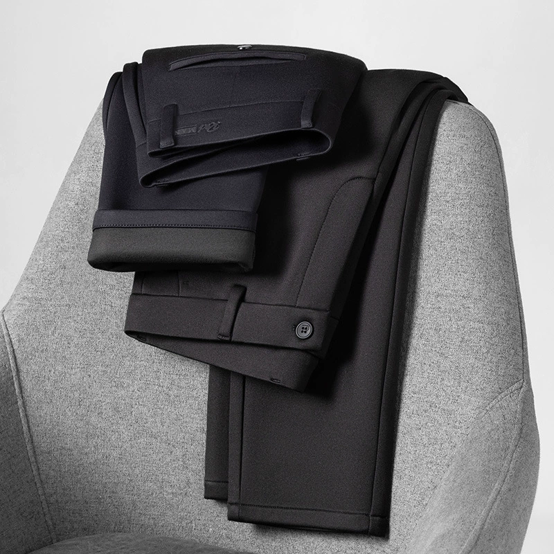 2023 Осенне-зимние новые утолщенные мужские повседневные брюки Длинные деловые мужские брюки для молодежи и среднего возраста Четырехсторонние эластичные брюки