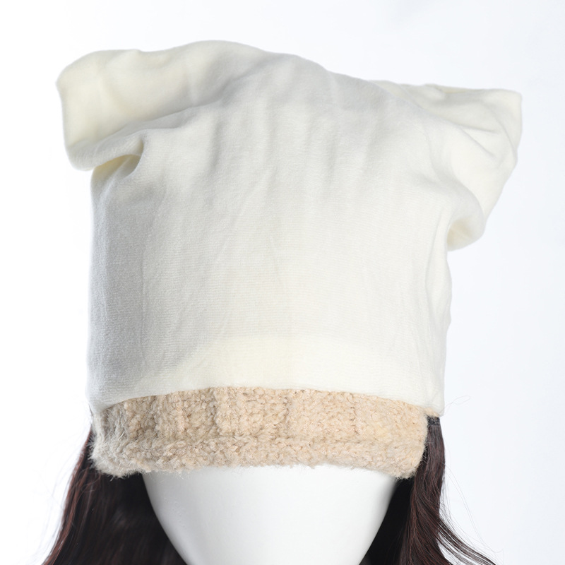 Bonnet tricoté en laine unisexe pour cheveux longs, une pièce, lettre de mode, automne et hiver, clavicule naturelle, micro boucles, perruque_voghion.com