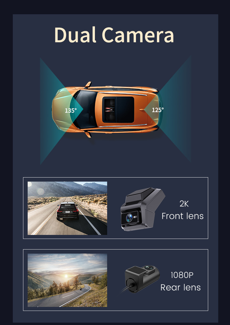 4G Car Dash Cam Front and Rear 2K+1K IR Night Vision