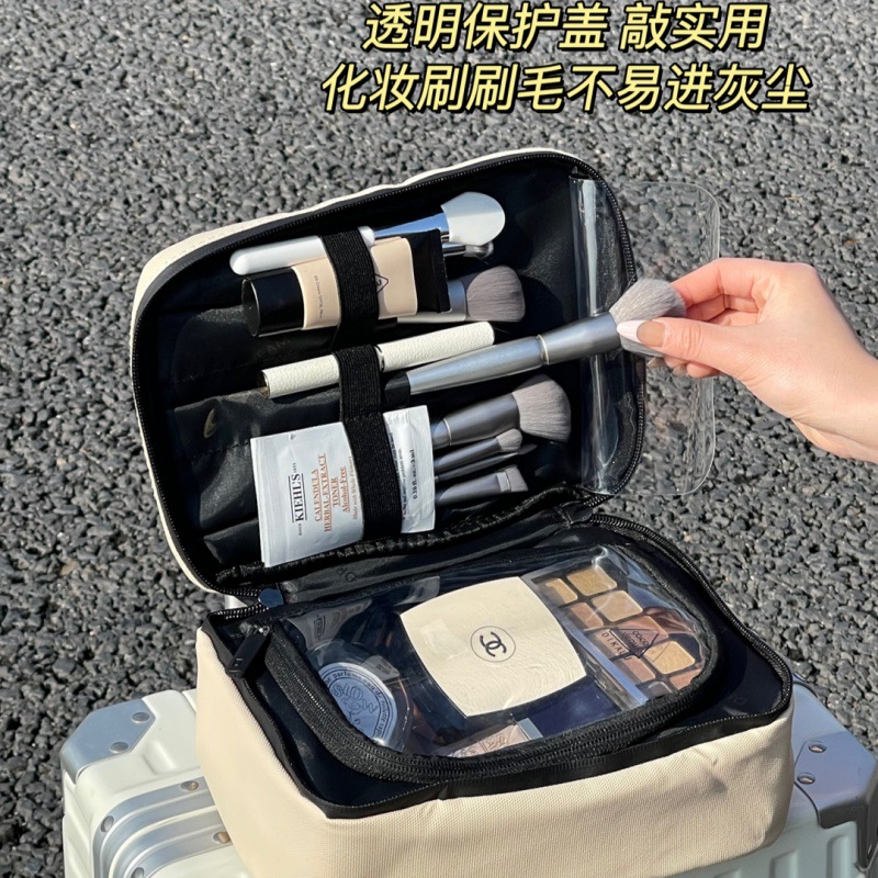 2024 nueva bolsa de cosméticos pu simple moda partición impermeable bolsa de almacenamiento de cosméticos bolso al por mayor de la fábrica