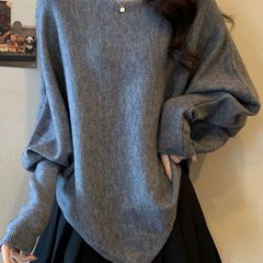 女装遮肚子慵懒风内搭毛衣女春秋胖妹妹宽松显瘦斗篷上衣