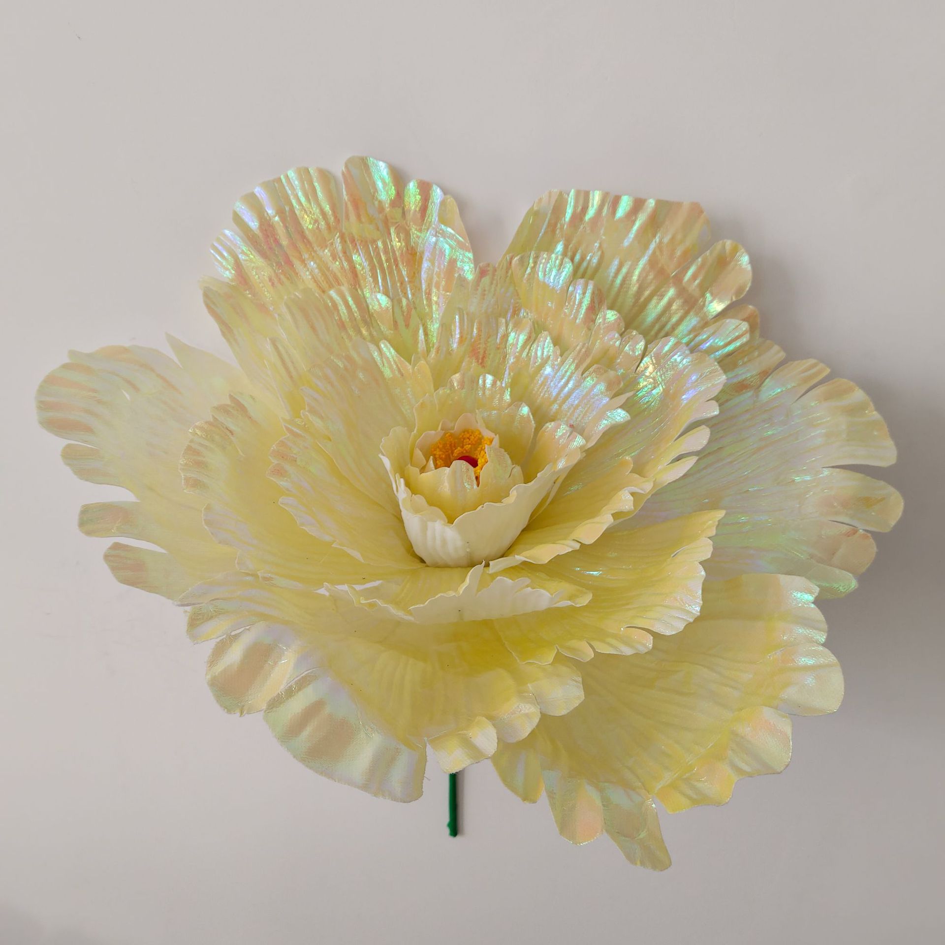 Simulación de tela brillante peonía gran atmósfera floral lámpara de papel floral lámpara de piso arrugada material de papel artístico