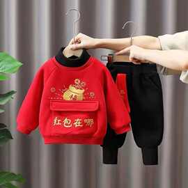 【宝宝拜年服2025年男童龙年儿童过年女童喜庆新年加绒套装