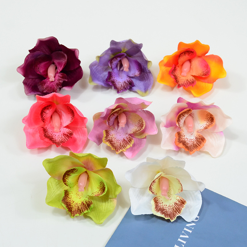 仿真蕙兰花朵泰国兰花头少数民族头饰配花diy帽花装饰 草帽书包花