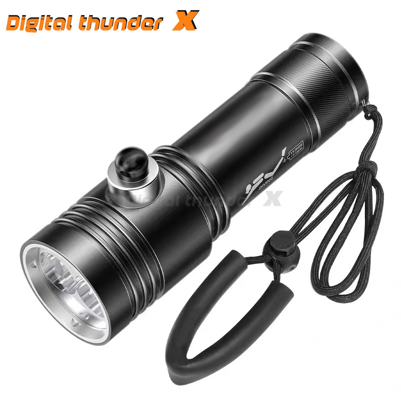 Al Aire Libre multi-funcional portátil linterna de aleación de aluminio blanco amarillo doble luz mini linterna de buceo fuerte luz tiro largo