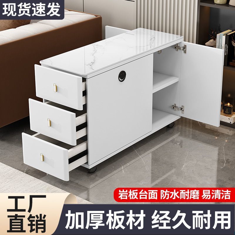 Gabinete de sofá, mesa de té móvil, mesa de té de lujo ligera, mesa de té moderna, mesa de té simple, gabinete de té para el hogar