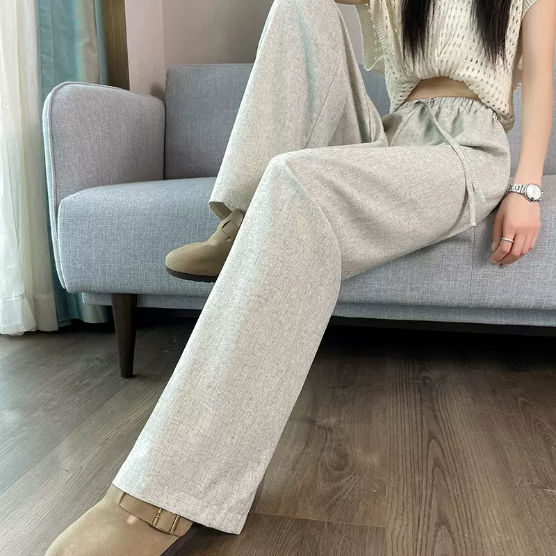 【2533】高端亚麻宽松阔腿裤女夏季新款麻料垂感休闲直筒显瘦裤子