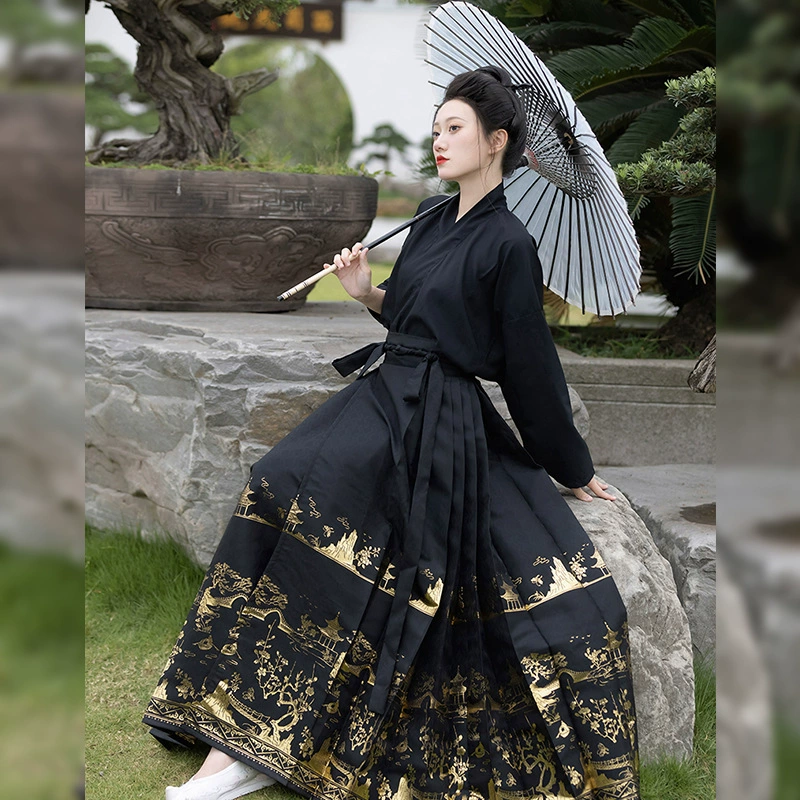 Новая Улучшенная юбка макси в китайском стиле в старинном стиле для взрослых Hanfu макси юбка костюм улитки Four Seasons юбка макси