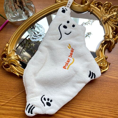 Cute polar bear hand towel bear coral velvet kitchen hanging quick-drying absorbent rag skin-friendly towel BH080