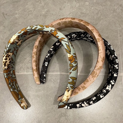 New Korean French Retro Print Foam Headband with High Crown Wide-Brim Face Washing Hair Pin for Women