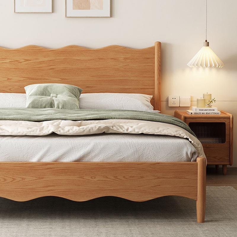 Cama de madera maciza de estilo nórdico, cama de madera, cama doble de cera blanca, cama de boda de 1,8, apartamento pequeño, cama individual para el hogar, dormitorio