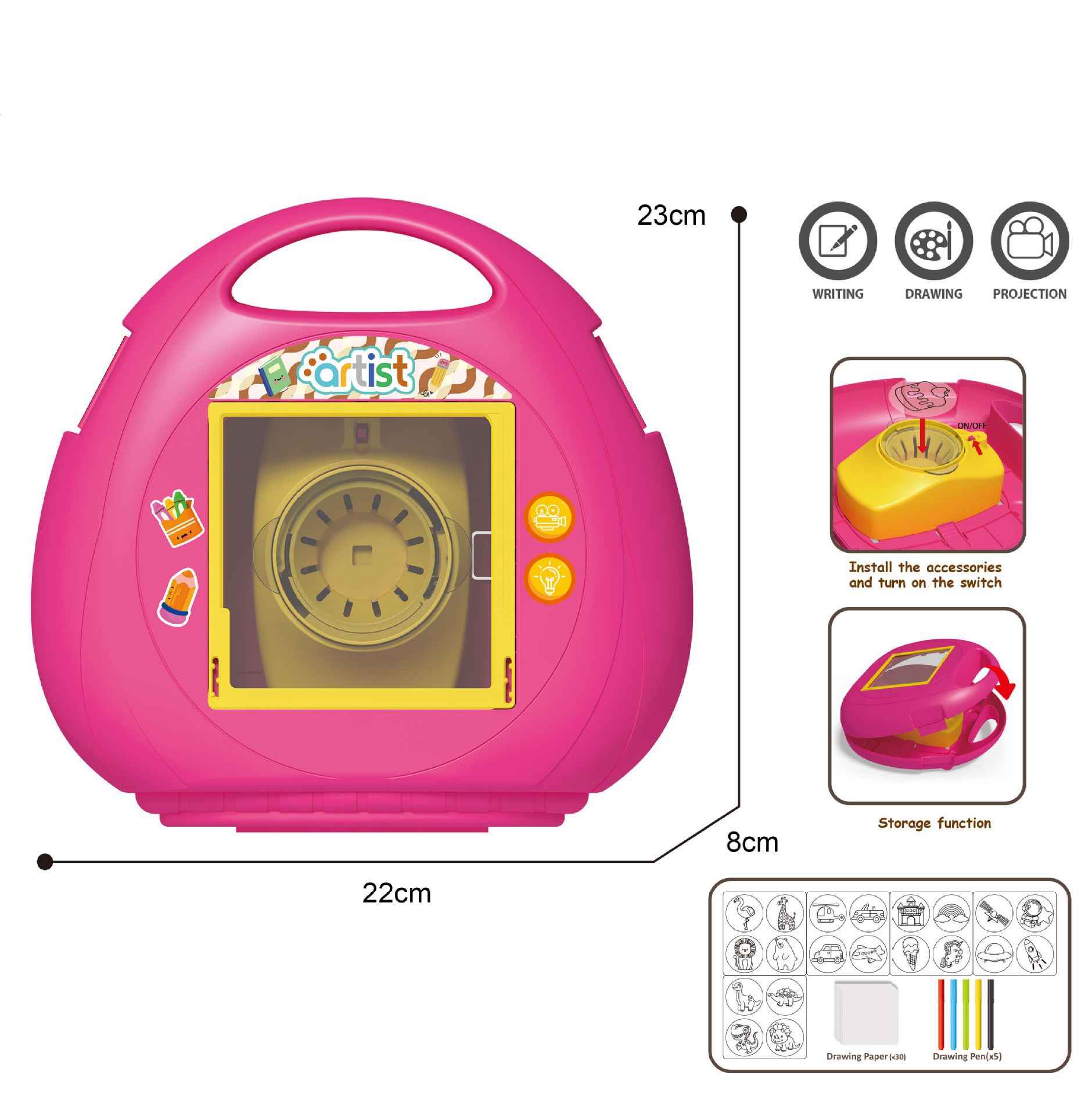 Rose red projection handbag