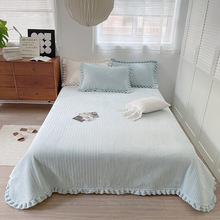 牛奶水晶绒床盖单件2026年新款冬季加绒加厚法兰绒床单三件套铺盖
