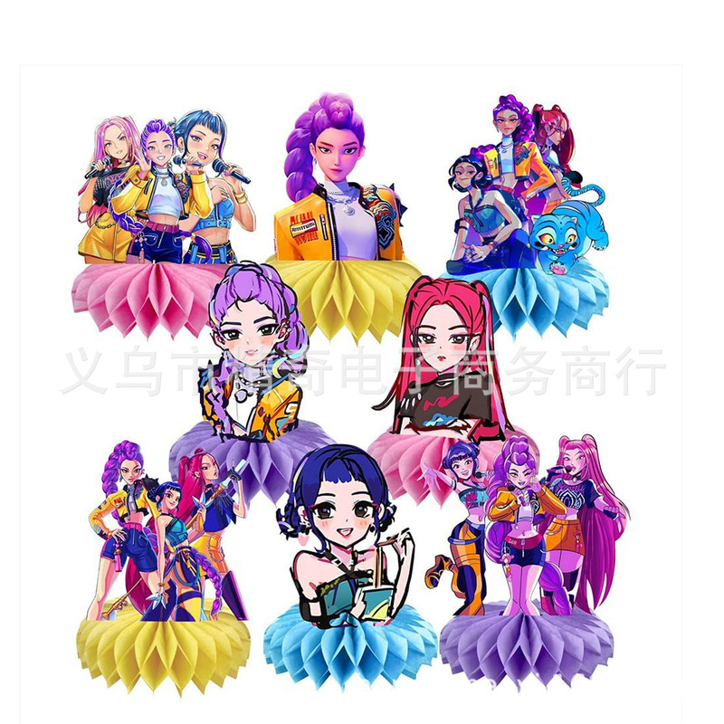 Demon Hunters Honeycomb Ornaments Birthday Party Tabletop Decoration Honeycomb Table Paper Honeycomb