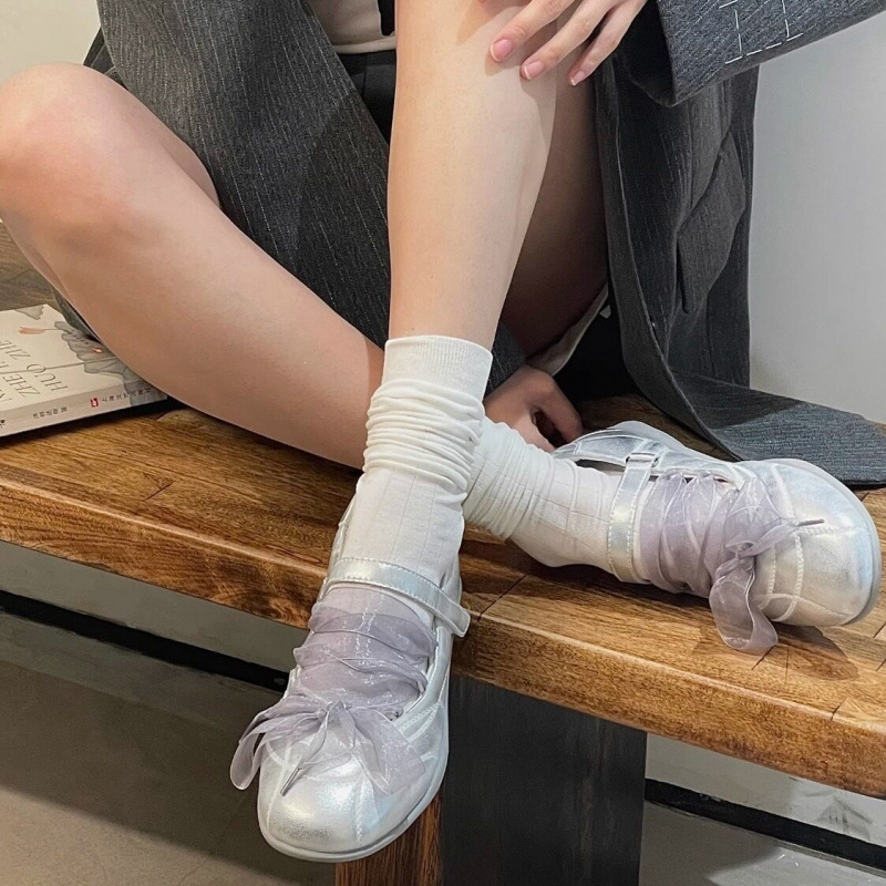 Zhao Zhaoyi's same style casual women's shoes 2026 new model lace-up functional ballet shoes thick-soled lace Mary Jane women's shoes