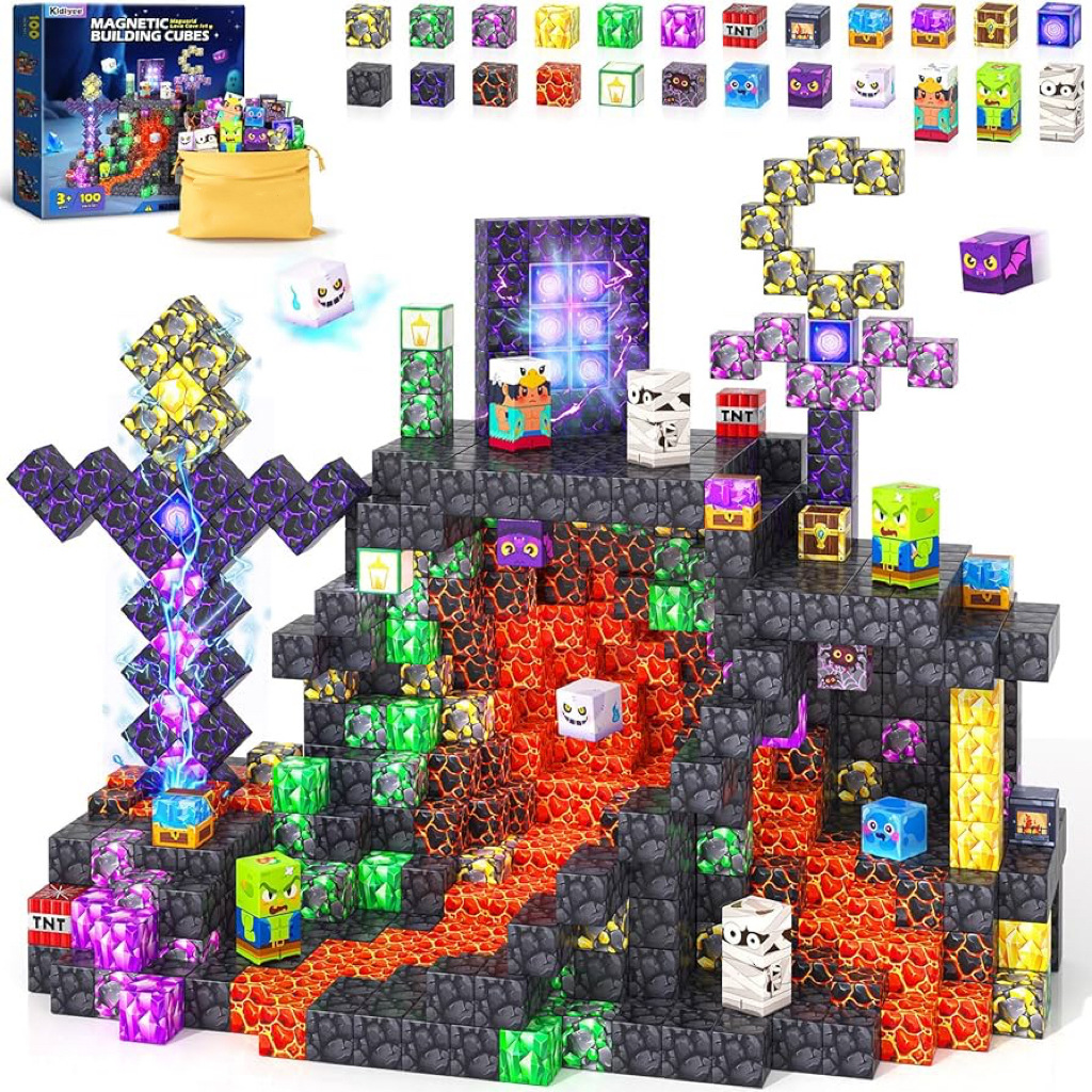 Nuevos productos explosivos de Amazon, bloques de construcción para niños, bloques de construcción de bloques magnéticos en 3D, juguetes transfronterizos de Navidad, bricolaje