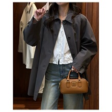 不退不换 2025秋季新款韩国东大门显瘦翻领单排扣中长款风衣外套