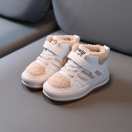 2021 Winter Children's cotton shoes boys shoes fleece-lined casual shoes baby shoes girls casual shoes White warm winter shoes
