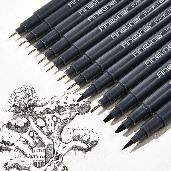New Fine-Liner Anime Design Drawing Needle-Tip Pen for Art, Specialized for Hand-Drawn Sketches, Available in Various Specifications