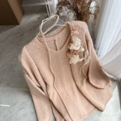 自带温柔滤镜”花朵背心+针织开衫两件套套装