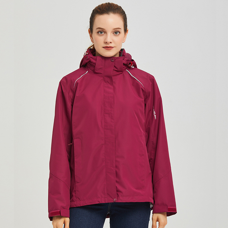 Chaqueta de pareja de doble pieza forro polar sombrero chaqueta a prueba de viento a prueba de lluvia deportes al aire libre moda casual ventas directas de fábrica