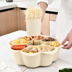 New Kitchen Multi-functional Hot Pot Serving Plate with Rotating Nine-section Vegetable Platter Drainage Storage Serving Plate