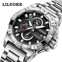 A unisex cross-border watch with a self-luminous, waterproof design for men, featuring a steel strap and quartz movement.