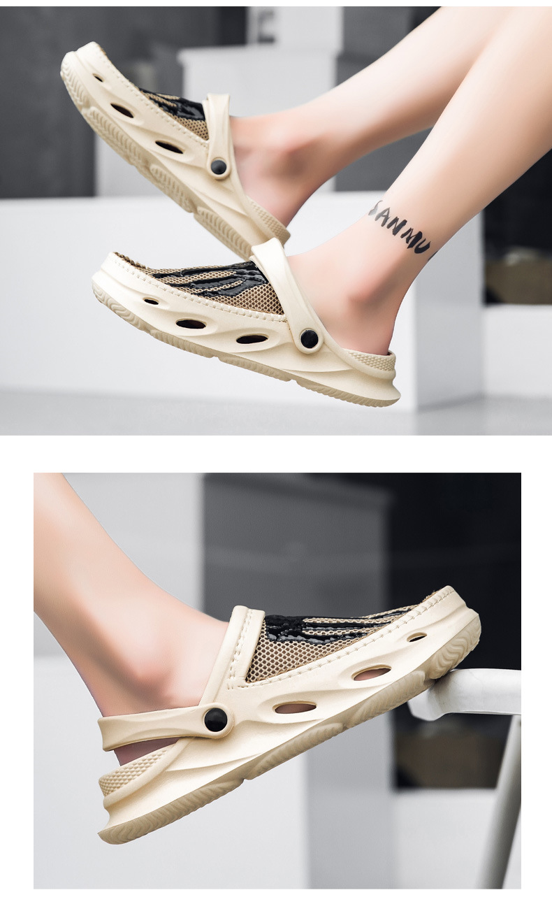 Ademende mesh clogs voor heren antislip outdoor slippers_voghion.com