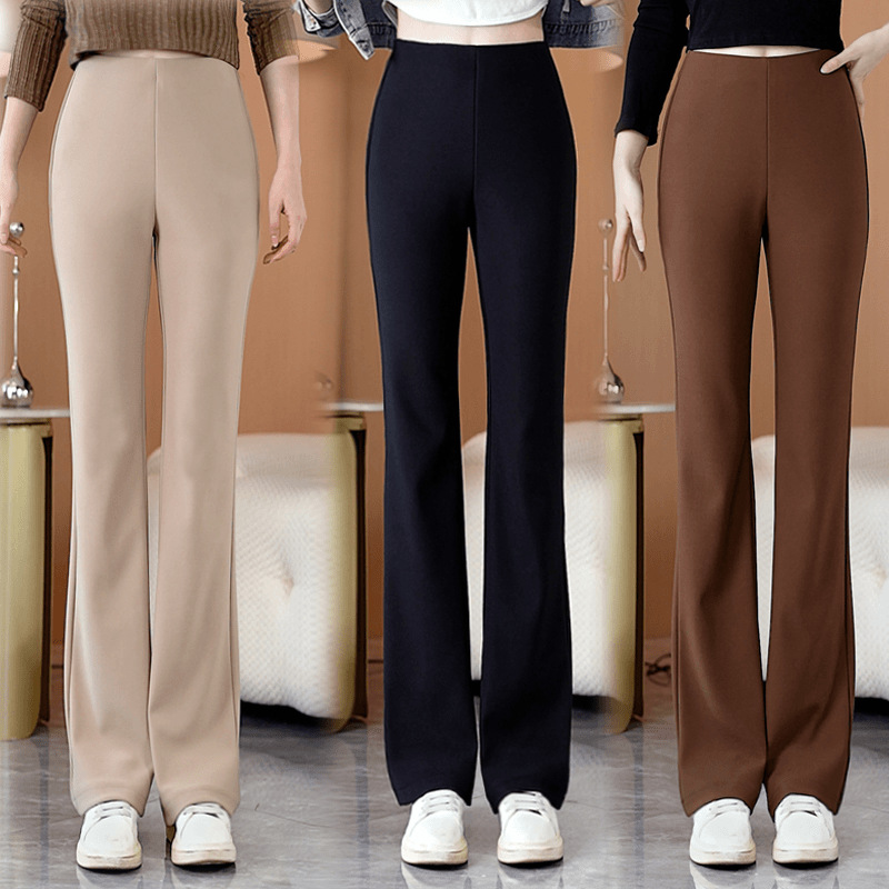 Women's High-Waisted Flared Pants with a Slimming Effect, Suitable for Spring, Summer, and Autumn, Thin and Versatile, Stretchy and Slim-Fit, Flared Bootcut Pants