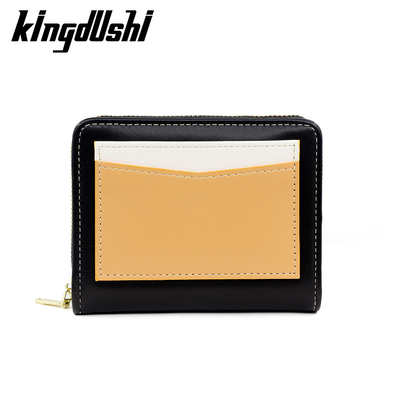 Nueva Cartera de mujer de moda simple multi-funcional contraste color monedero titular de la tarjeta hebilla de dos veces la cartera corta de las mujeres