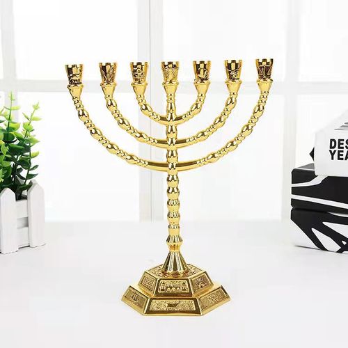 P616 wholesale alloy gold lampstand Israeli style souvenirs home furnishings candlestick living room decorations seven heads
